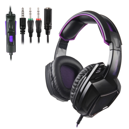 

SADES SA-920 3.5mm Wired Hollow Three-stage Decompression Gaming Headphone with Retractable Microphone & 1 to 2 3.5mm Audio Cable, Length: 1.5m(Black purple)