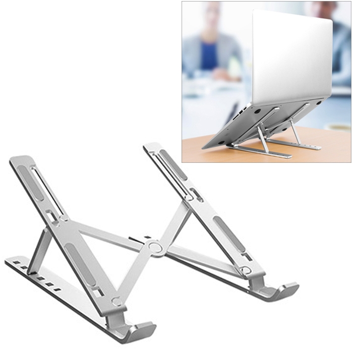 

Aluminum Alloy Laptop Height Extender Holder Stand Folding Portable Computer Heat Dissipation Bracket, Size: 24x16.5x5.5cm (Silver)