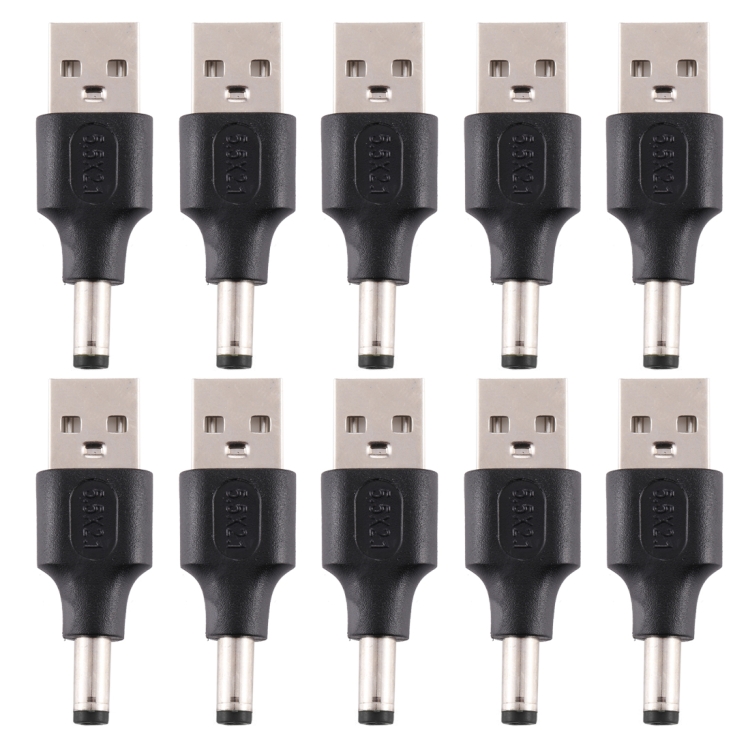 

10 PCS 5.5 x 2.1mm Male to USB 2.0 Male DC Power Plug Connector