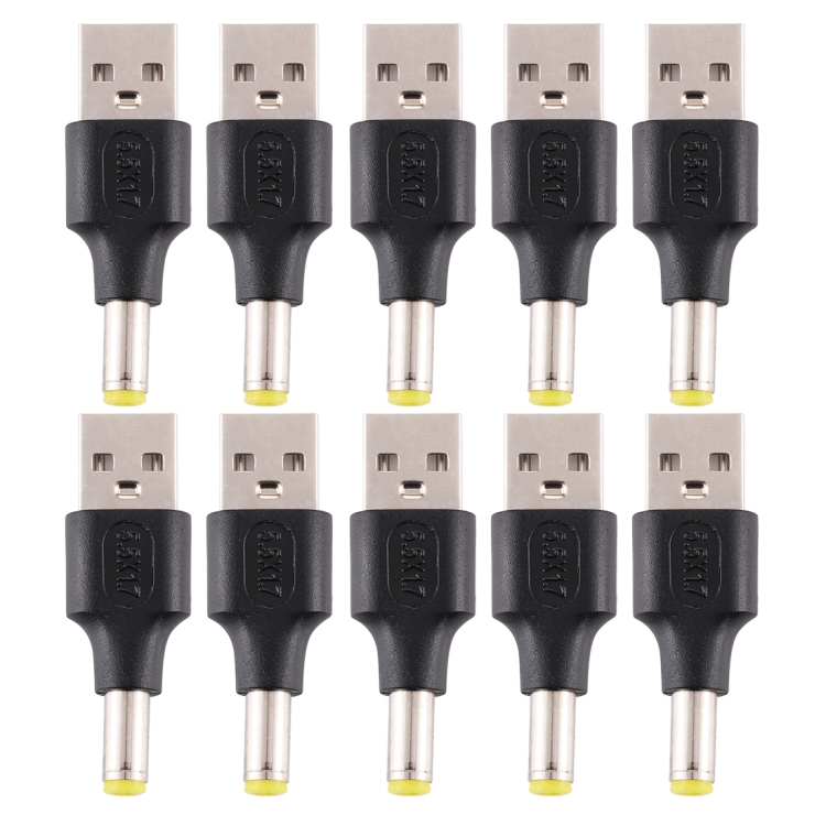 

10 PCS 5.5 x 1.7mm Male to USB 2.0 Male DC Power Plug Connector