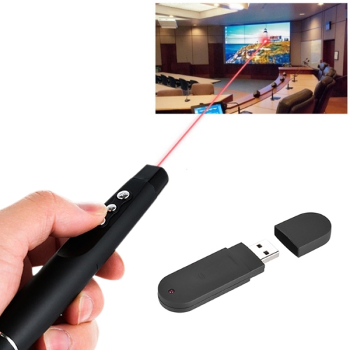 

2.4GHz Wireless Laser PowerPoint Page Turning Pen Multimedia Wireless Presentation Projection Pen with USB Receiver, Remote Control Distance: 30m