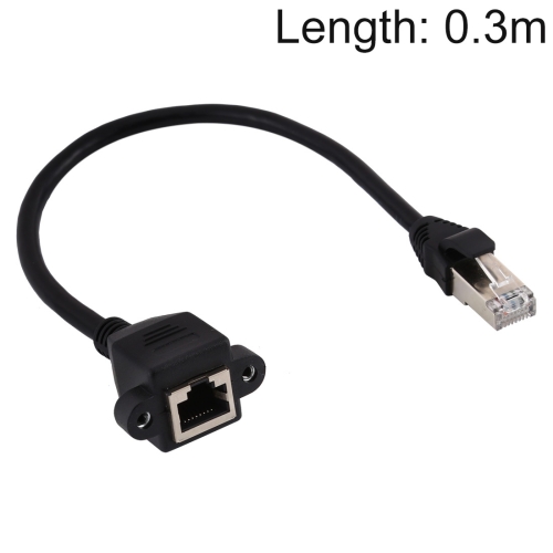 Length RJ45 Female to Male CAT6E Network Panel Mount Screw Lock Extension Cable 0.3m Easy to use