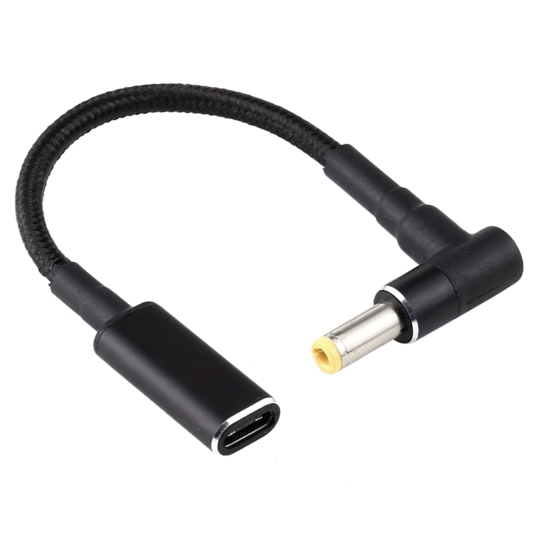 

PD 100W 18.5-20V 5.5 x 2.5mm Elbow to USB-C / Type-C Adapter Nylon Braid Cable