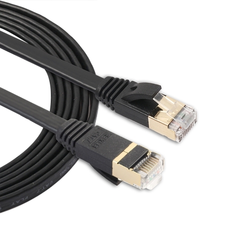 

1.8m CAT7 10 Gigabit Ethernet Ultra Flat Patch Cable for Modem Router LAN Network - Built with Shielded RJ45 Connectors (Black)