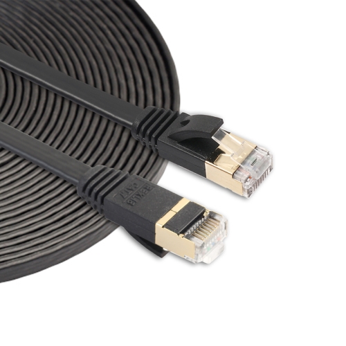 

8m CAT7 10 Gigabit Ethernet Ultra Flat Patch Cable for Modem Router LAN Network - Built with Shielded RJ45 Connectors (Black)