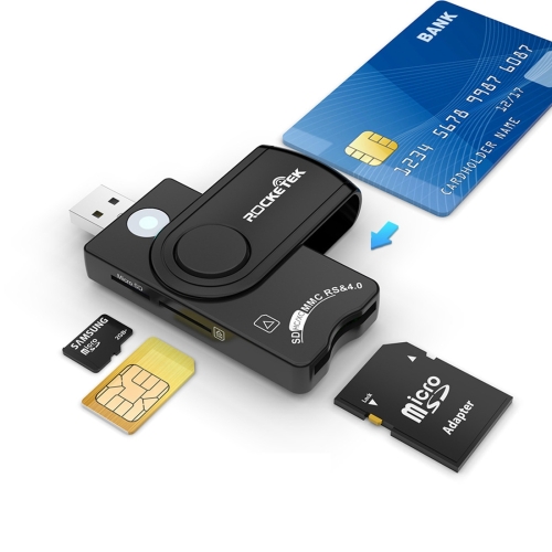 

ROCKETEK CR310 USB 2.0 + TF Card + SD Card + SIM Card + Smart Card Multi-function Card Reader