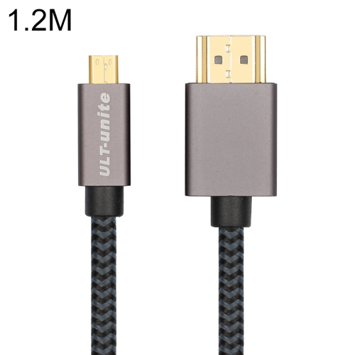 

ULT-unite Gold-plated Head HDMI Male to Micro HDMI Male Nylon Braided Cable, Cable Length: 1.2m (Black)