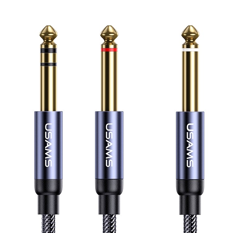 

USAMS US-SJ540 3.5mm to Dual 6.35mm Aluminum Alloy Audio Cable, Length: 2m