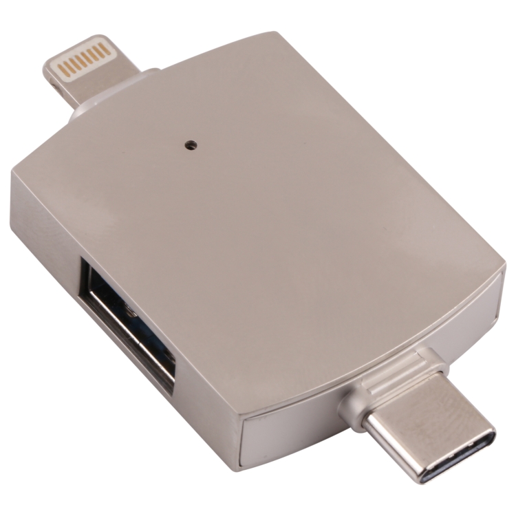 

4 in 1 8 Pin + USB-C / Type-C Male to USB 3.0 + USB Female OTG Card Reader