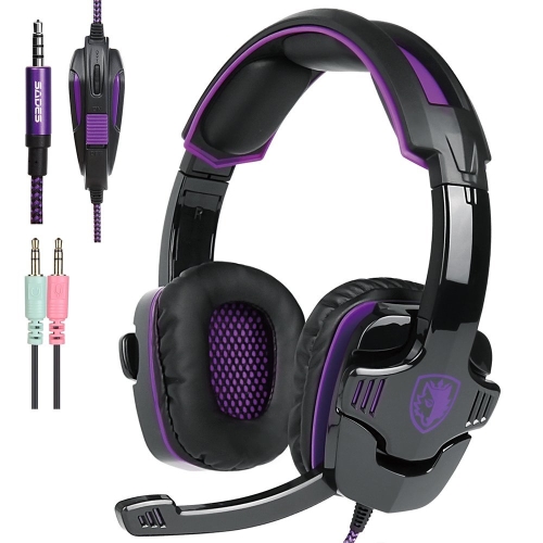 

SADES SA-930 3.5mm Gaming Headset Wired Headphone with Wire Control + Mic for PS4, PC, Laptop, Mobile Phones(Purple)