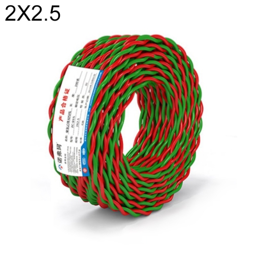 

NUOFUKE 100m 2 Core 2.5 Square RVS Pure Oxygen-free Copper Core Twisted-pair Household Electrical Cable(Red and Green)