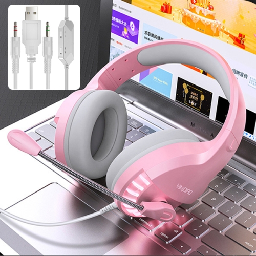 

YINDIAO Q2 Head-mounted Wired Gaming Headset with Microphone, Version: Dual 3.5mm + USB(Pink)