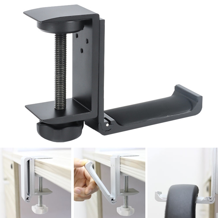 

Desktop Lock Clip Type Metal Foldable Headset Stand Display Hanger (Black)