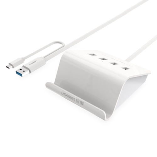 

Ugreen 5Gbps Super Speed 4 Ports USB 3.0 HUB Converter with OTG Function and Adapter, Cable Length: 0.5m (White)