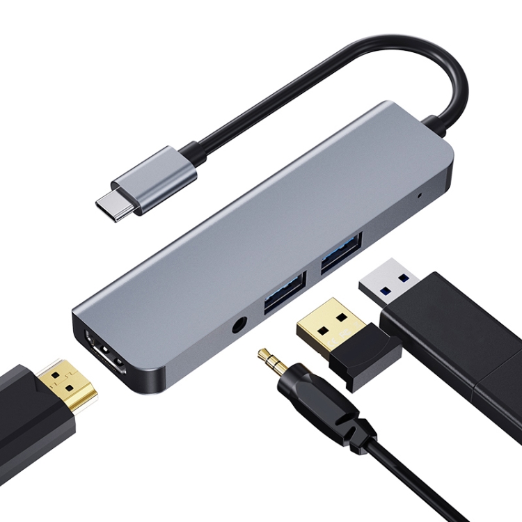 

2008N 4 In 1 USB 3.0 x2 + HDMI + 3.5mm Port Multi-function Intelligent Type-C / USB-C HUB Docking Station