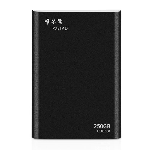 

WEIRD 250GB 2.5 inch USB 3.0 High-speed Transmission Metal Shell Ultra-thin Light Solid State Mobile Hard Disk Drive (Black)