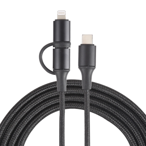 

XF-45 2 in 1 3A USB-C / Type-C to USB-C / Type-C + 8 Pin Fast Charging Braided Data Cable, Cable Length: 1m (Black)