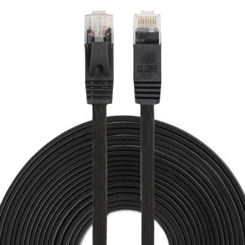 

10m CAT6 Ultra-thin Flat Ethernet Network LAN Cable, Patch Lead RJ45 (Black)