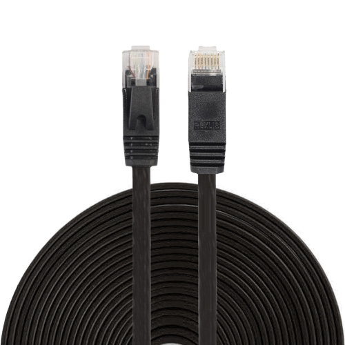 

15m CAT6 Ultra-thin Flat Ethernet Network LAN Cable, Patch Lead RJ45 (Black)