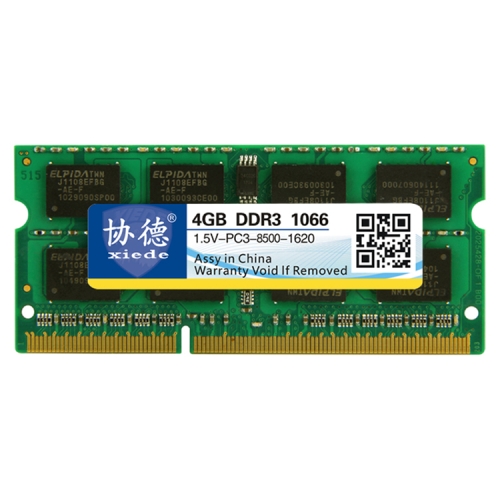 

XIEDE X093 DDR3 1066MHz 4GB 1.5V General Full Compatibility Memory RAM Module for Laptop