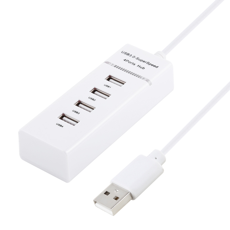 

Portable Super Speed 4 Ports USB 2.0 HUB Cable Adapter, Cable Length: 1.2m(White)