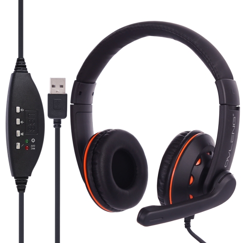 

OVLENG Q5 Stereo Headset with Mic & Volume Control Key for Computer, Cable Length: 2m(Orange)