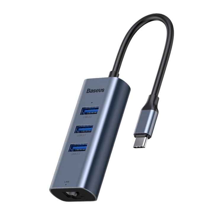 

Baseus CAHUB-M0G Enjoy Series USB-C / Type-C to USB 3.0 x 3 + RJ45 Port HUB Adapter(Dark Gray)