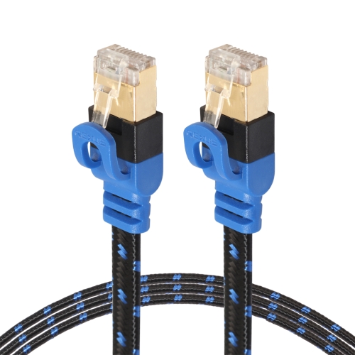 

REXLIS CAT7-2 Gold-plated CAT7 Flat Ethernet 10 Gigabit Two-color Braided Network LAN Cable for Modem Router LAN Network, with Shielded RJ45 Connectors, Length: 2m