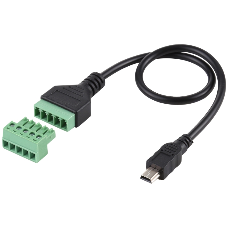 

Mini 5 Pin Male to 5 Pin Pluggable Terminals Solder-free USB Connector Solderless Connection Adapter Cable, Length: 30cm