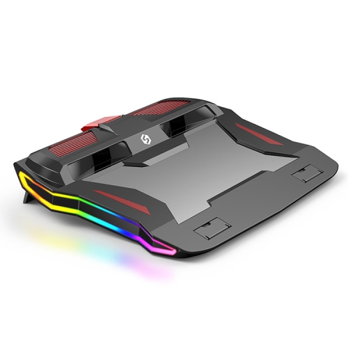 

SSRQ-021S Rainbow Version Flank Glowing Dual-fan Laptop Radiator Two-speed Adjustable Computer Base for Laptops Under 18 inch