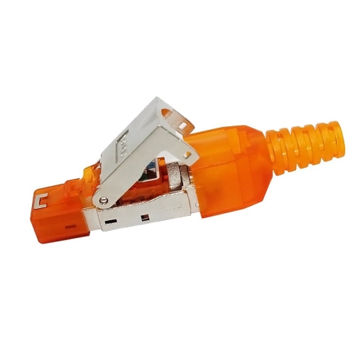 

Tool-free Assembly RJ-45 Connector Modular Plug, STP Cat6a Gigabit Shielding(Orange)