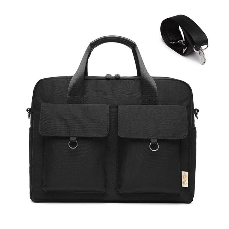 

Laptop Bag Double Pocket Single Shoulder Bag, Size: 15.6 Inches (Black)