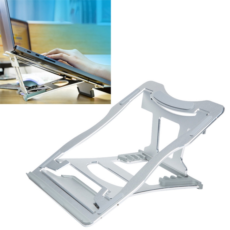 

Aluminum Alloy Cooling Holder Desktop Portable Simple Laptop Bracket, Six-stage Support, Size: 21x26cm (Silver)