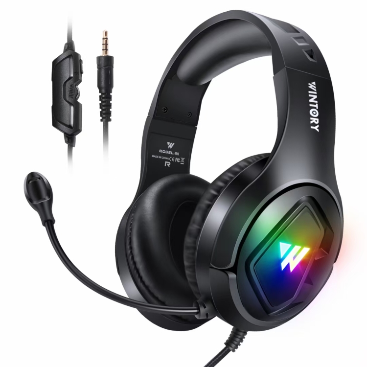 

Wintory M1 USB + 3.5mm 4 Pin Adjustable RGB Light Gaming Headset with Mic (Black)