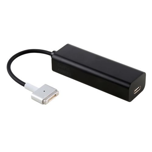 

AnyWatt 45W USB-C / Type-C Female to 5 Pin MagSafe 2 Male T Head Series Charge Adapter Converter for MacBook Pro(Black)