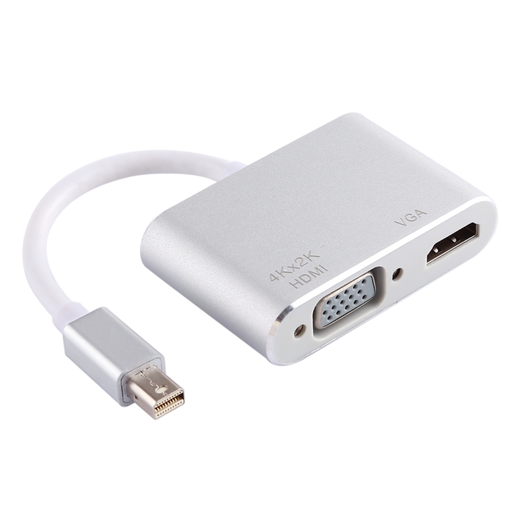 

2 in 1 4Kx2K Mini DisplayPort to VGA & HDMI Adapter (Silver)
