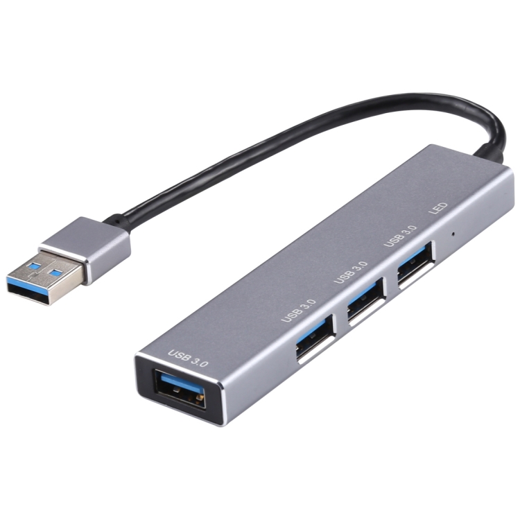 

3019 4 x USB 3.0 to USB 3.0 Aluminum Alloy HUB Adapter with LED Indicator (Silver Grey)