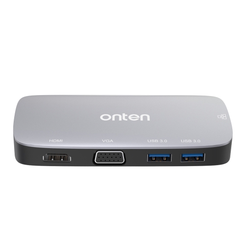 

Onten 5202B 5 in 1 USB to VGA + HDMI + Gigabit Ethernet + Two USB3.0 Ports Multi-function HUB Converter Dock Station