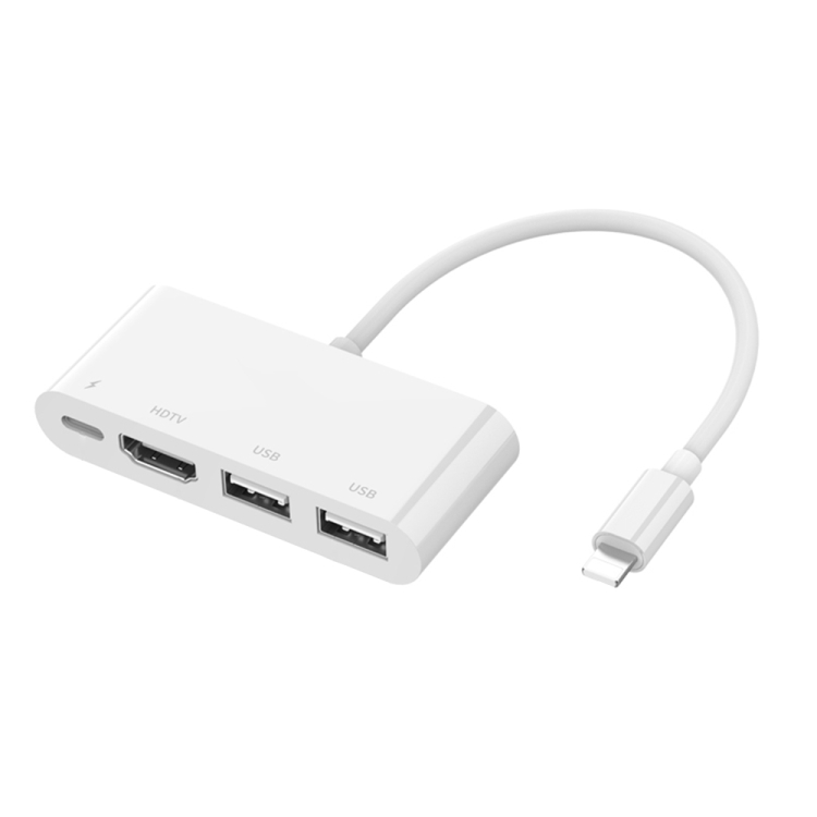 

75216 4 in 1 8 Pin to HDMI + 8 Pin Charging + 2 USB Ports HD Video Converter