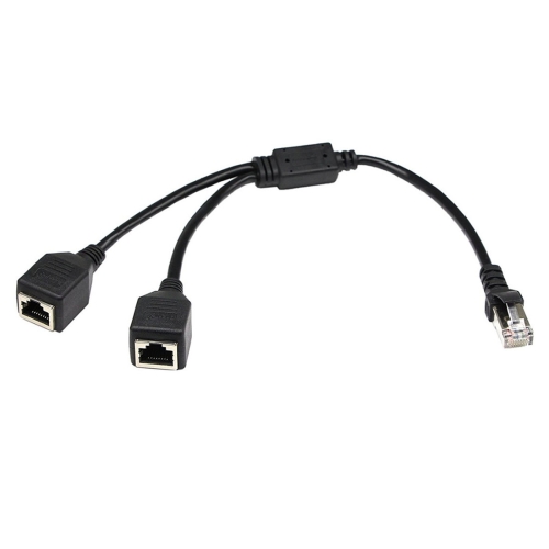 1 to 2 Socket LAN Ethernet Network CAT5 RJ45 Plug Splitter Adapter, Cable Length: 25cm