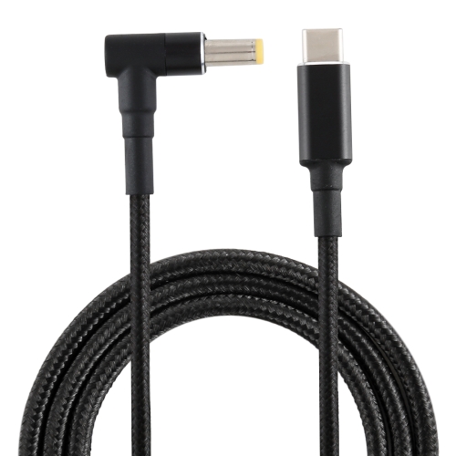 

PD 100W 5.5 x 1.7mm Male Elbow to USB-C / Type-C Male Nylon Weave Power Charge Cable, Cable Length: 1.7m