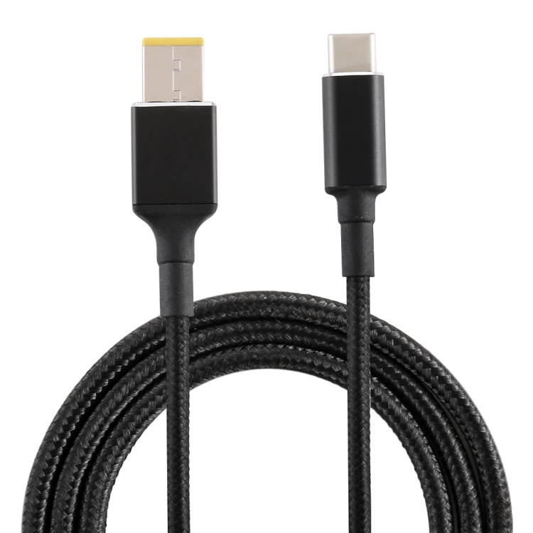 

Big Square Male to USB-C / Type-C Male Nylon Weave Power Charge Cable for Lenovo, Cable Length: 1.7m
