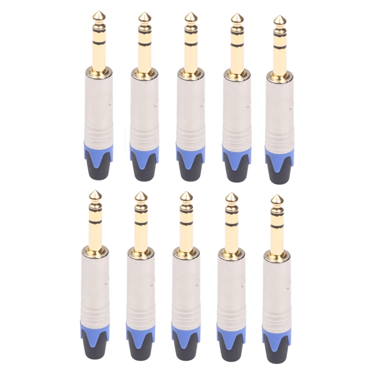 

10 PCS TC203N 6.35mm Gold-plated Audio Stereo Connector Welding Plug