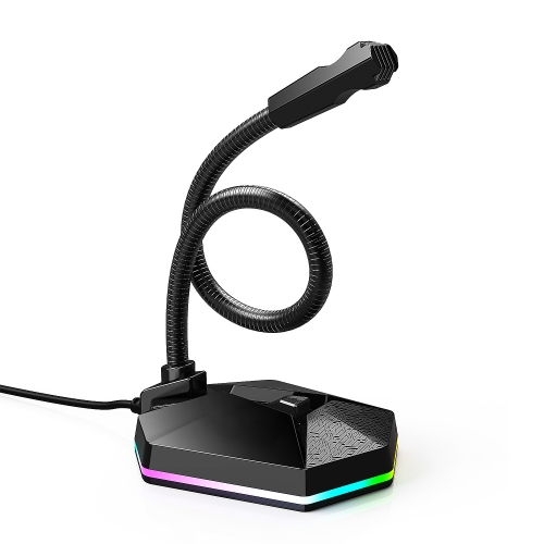 

HXSJ TSP201 RGB Light Emitting Flexible USB Driveless Voice Chat Video Conference Microphone, Cable Length: 2m (Black)