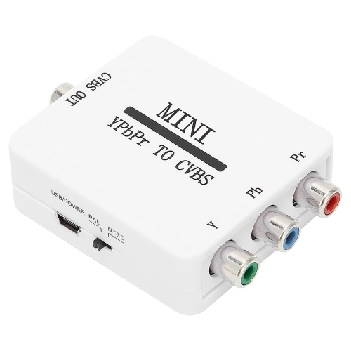 

Mini YPBPR to CVBS Video Converter Component AV Adapter for TV / Projector / Monitor (White)