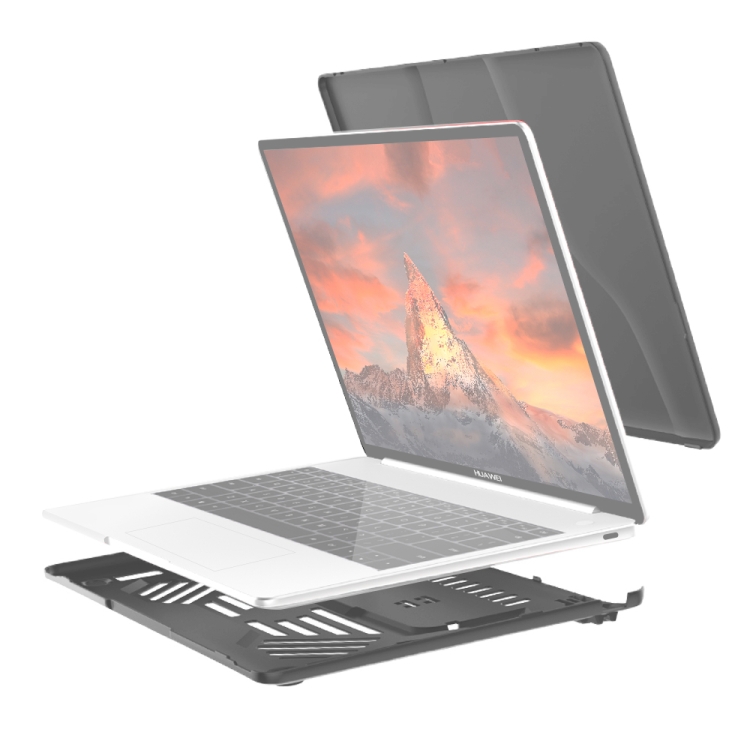 

Split Waterproof PC Crystal Laptop Protective Case for Huawei MateBook 13 inch, with Stand & Handle(Black)