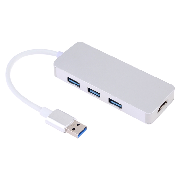 

4 in 1 USB 3.0 to 3 x USB 3.0 + HDMI Adapter (Silver)