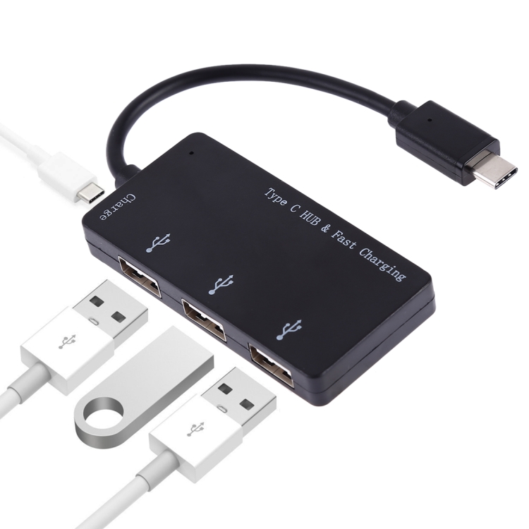 

3 in 1 Type-C to Type-C + Card reader + 2 x USB Interfaces Charging HUB, Support PD Fast Charging(Black)