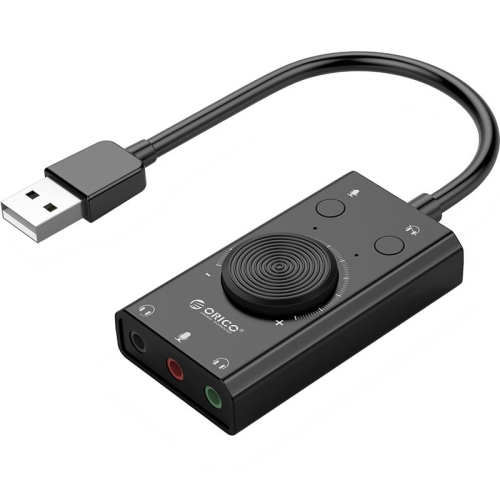 

ORICO SC2 Multi-function USB External Driver-free Sound Card with 2 x Headset Ports & 1 x Microphone Port & Volume Adjustment (Black)