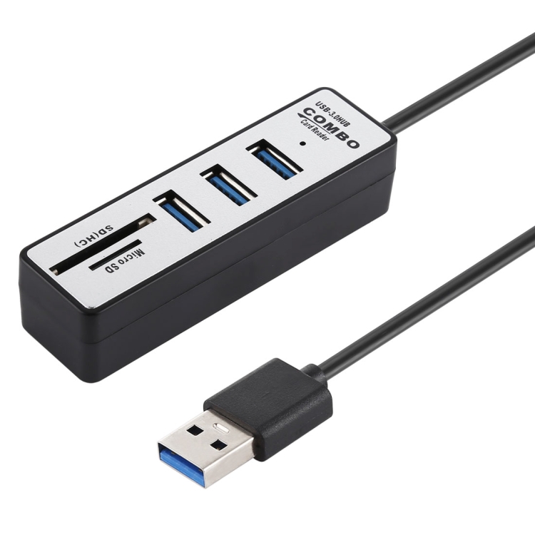 

2 in 1 TF / SD Card Reader + 3 x USB 3.0 Ports to USB 3.0 HUB Converter, Cable Length: 26cm(Black)